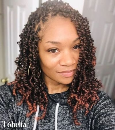Shoulder Length Kinky Twists with Tapered Ends