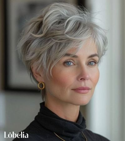 Silver Pixie with Side-Swept Bangs
