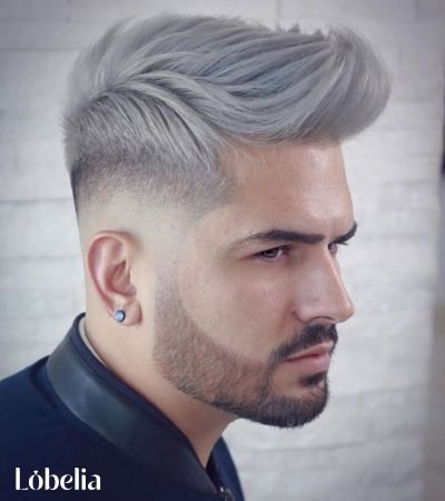 Silver Pompadour with Taper Fade