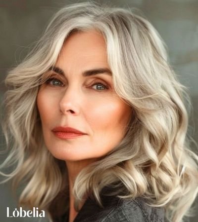 Silver Waves with Curtain Bangs