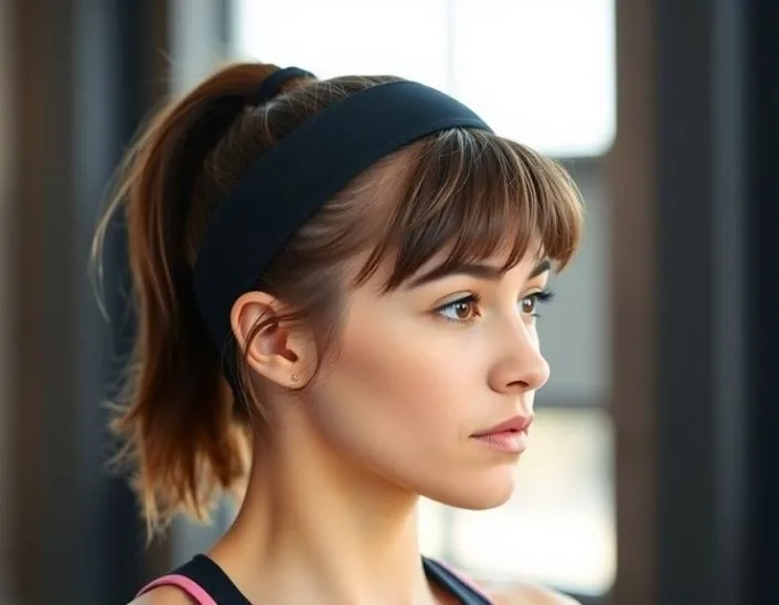 Sporty Bangs Ponytail Look
