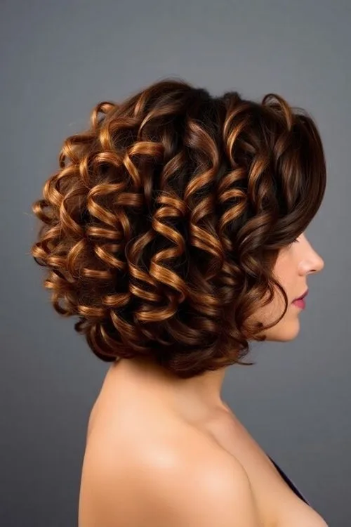 Stacked Curly Bob