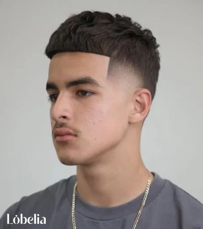 Straight Fringe Edgar on Dark Hair