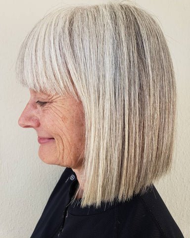 Straight Lob with Blunt Bangs