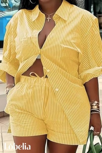 Striped Button-Down with Matching Shorts