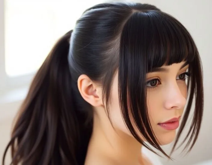 Teased Crown With Bangs
