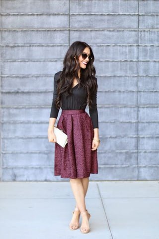 Trendy High-Waisted Skirt and Blouse