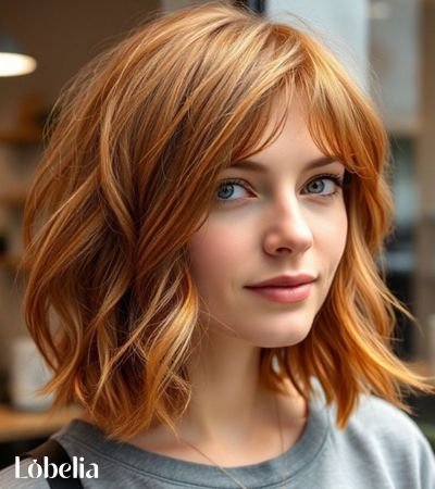 Wavy Bob with Side Bangs