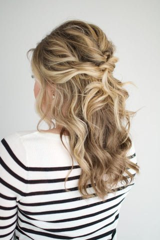 Wavy Twisted Half-Updo