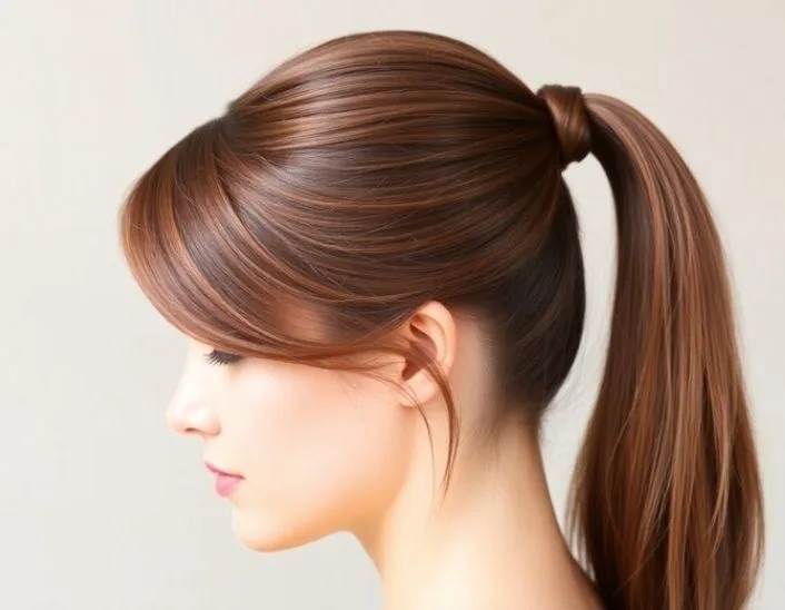 Wrapped Ponytail Side Bangs
