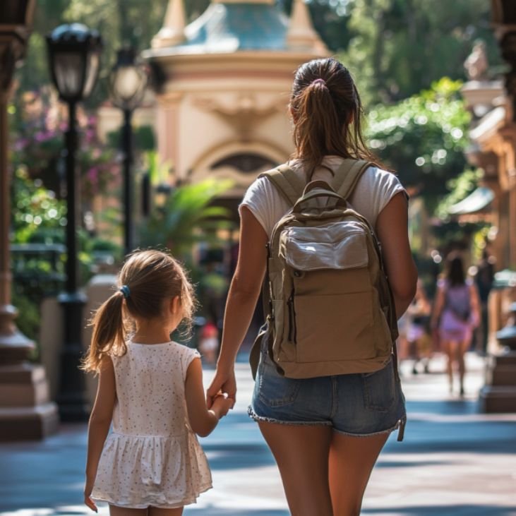 a woman wearing Biker Shorts in disneyland