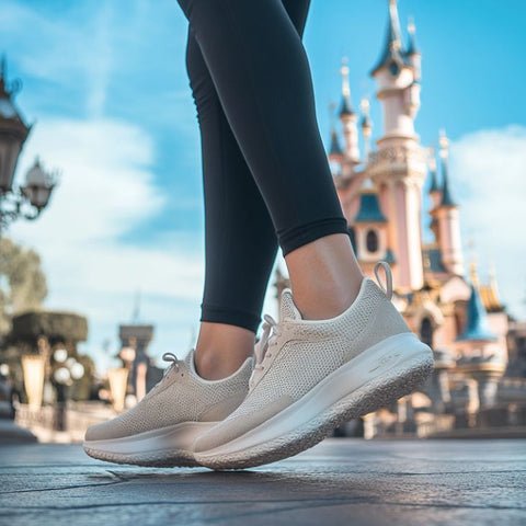 a woman wearing comfortable shoes to visit disneyland