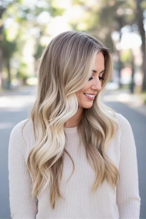 Beige Blonde Money Piece on Light Brown Hair