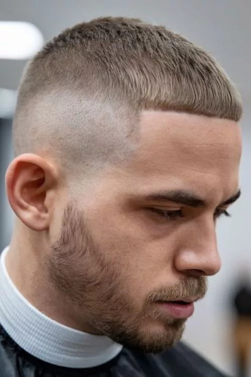 Caesar Cut with Widow’s Peak