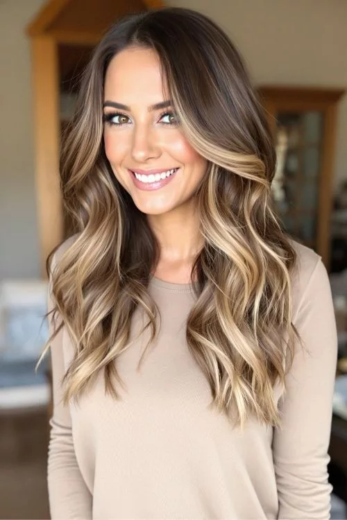 Caramel Money Piece on Espresso Brown Hair