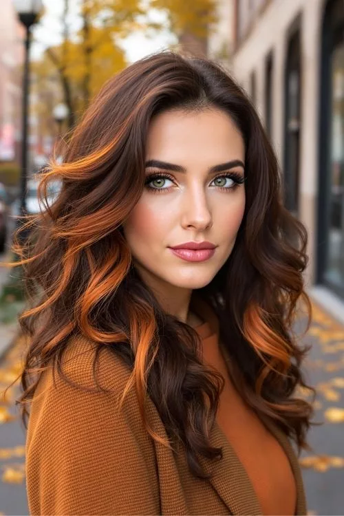 Copper Money Piece on Dark Brown Hair