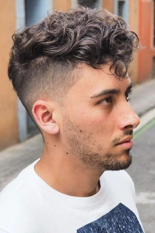 Curly Top with Fade and Widow’s Peak