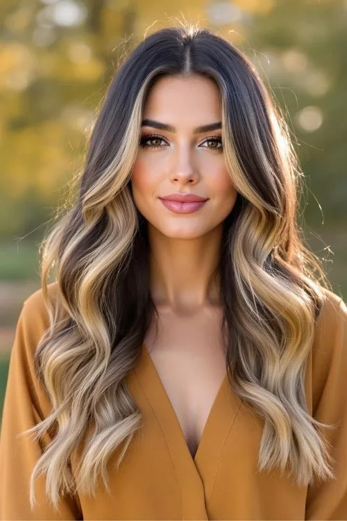 Golden Blonde Money Piece with Black Hair