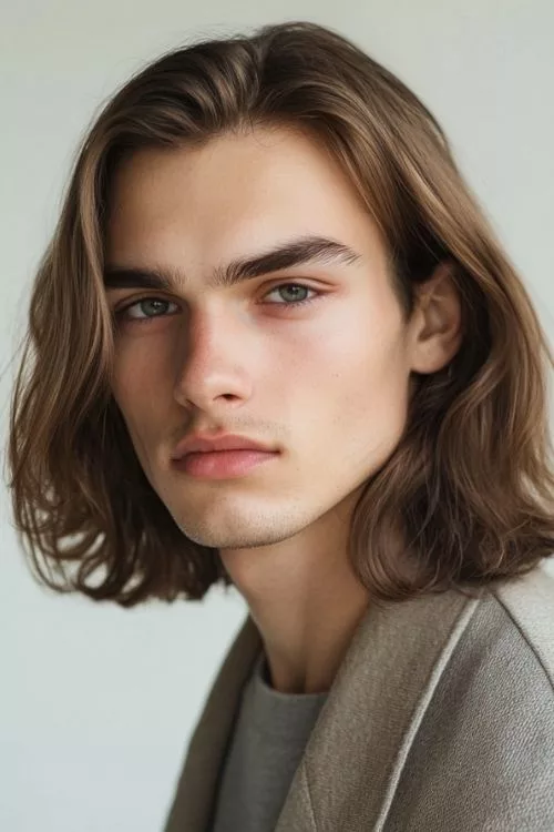 Long Straight Hair with Side Part and Widow’s Peak