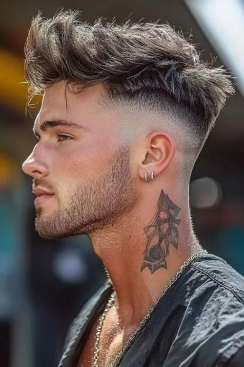 Mid Fade with Faux Hawk for Men