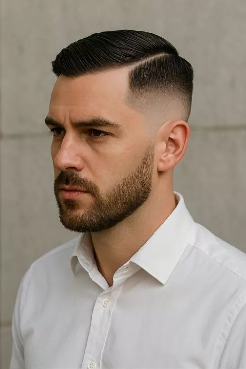 Mid Fade with Hard Part for Men