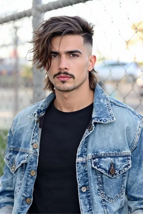 Mid Fade with Mullet for Men