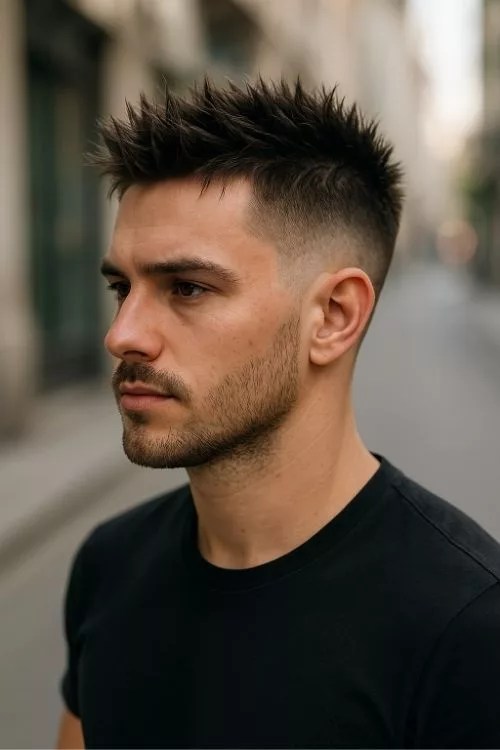 Mid Fade with Spiky Hair for Men