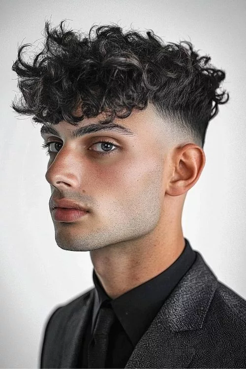 Mid Fade with Wavy Top for Men