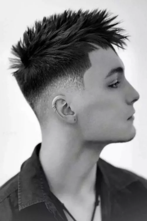 Mid Taper Fade with Spiky Top for Men