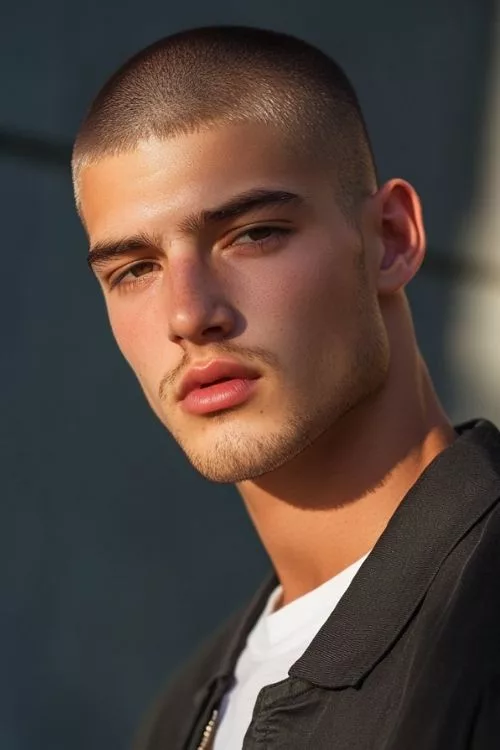 Military Buzz Cut with Widow’s Peak