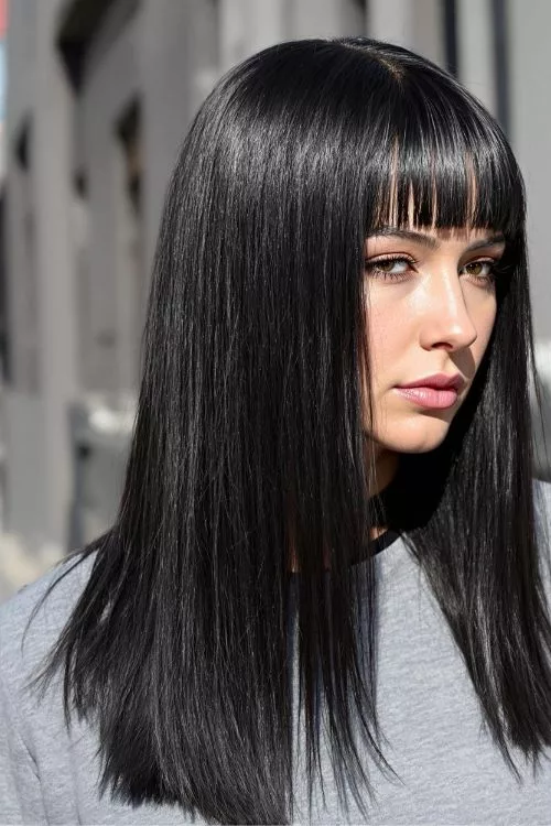 Silver Money Piece on Jet Black Hair