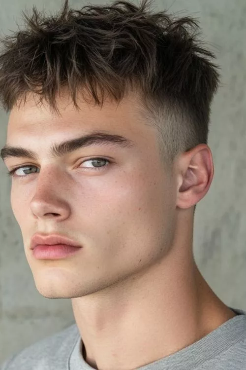 Textured Buzz Cut with Widow’s Peak