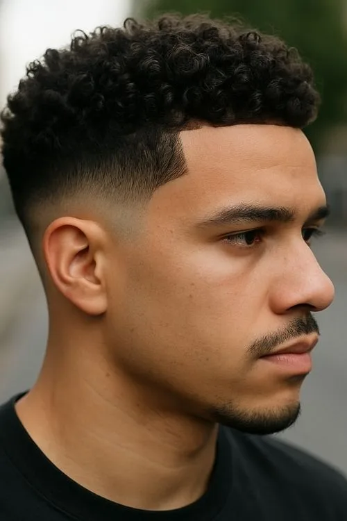 1. Taper Fade with Tight Curls