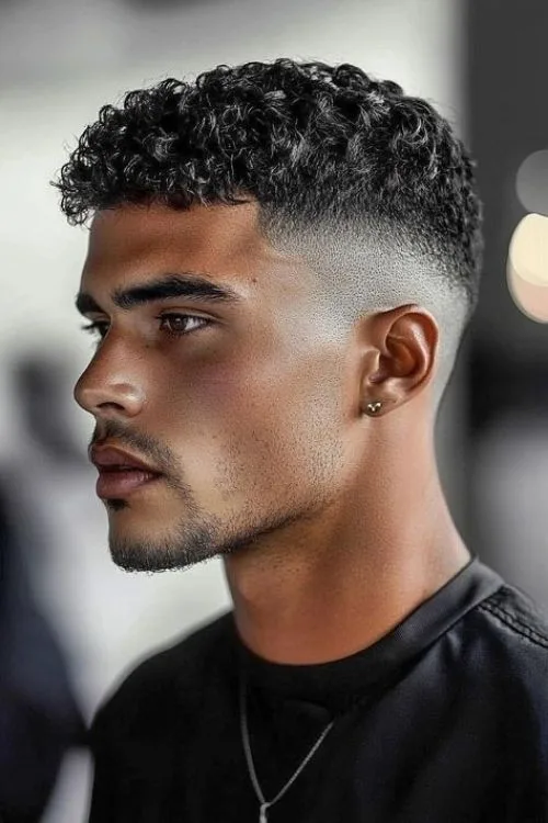 17. Short Curls with Drop Fade