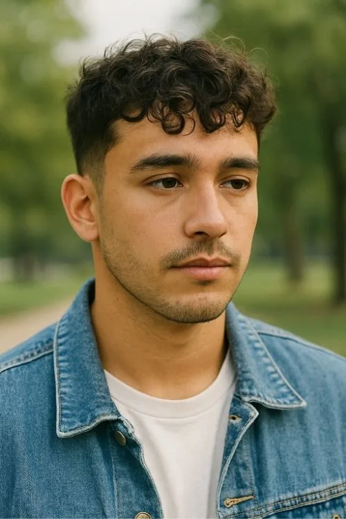 3. Textured Crop with Curly Fringe