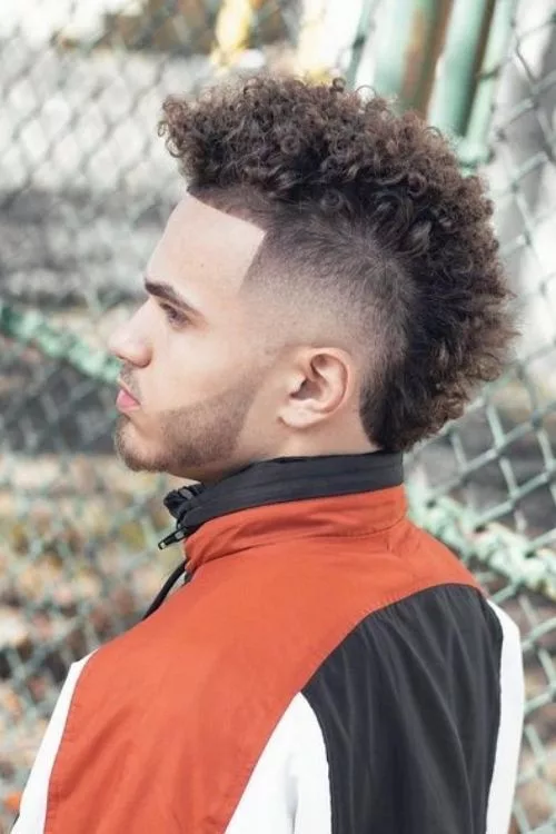 Afro Burst Fade Mullet for Men