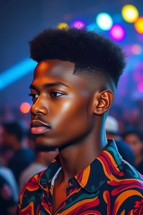 Afro Burst Fade with Shape-Up for Men