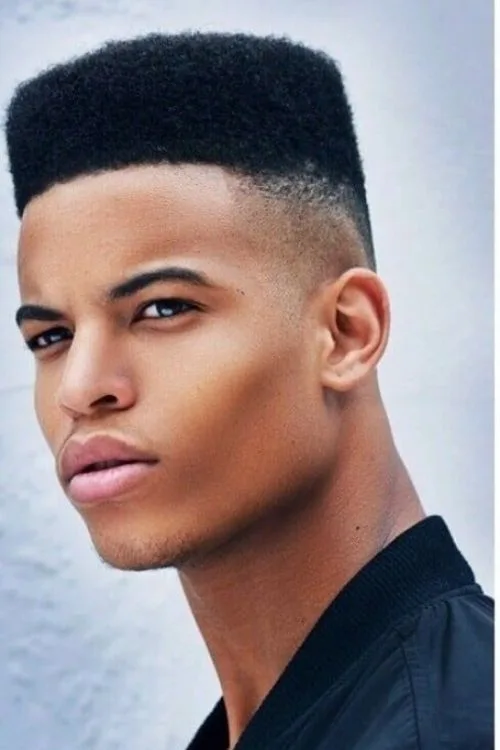 Afro Flat Top with Full Volume Haircut for Men