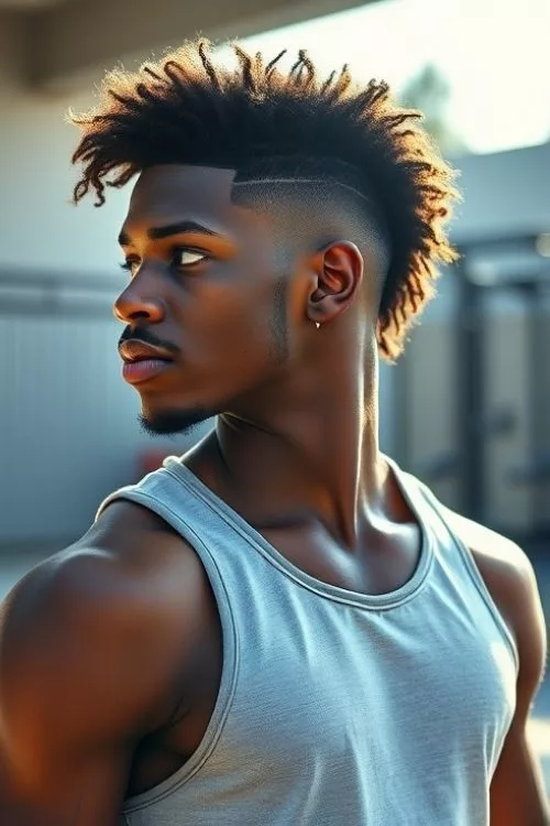 Burst Fade Mullet with Skin Fade for Men