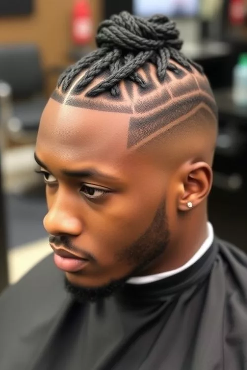 Burst Fade with Braided Top for Men