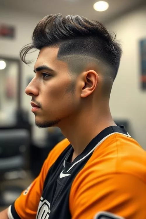 Burst Fade with Razor Design for Men