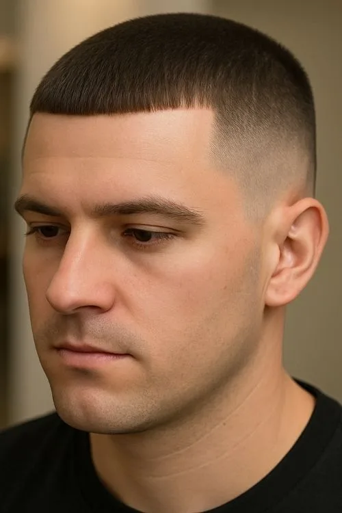 Buzzed Caesar with Clean Fringe