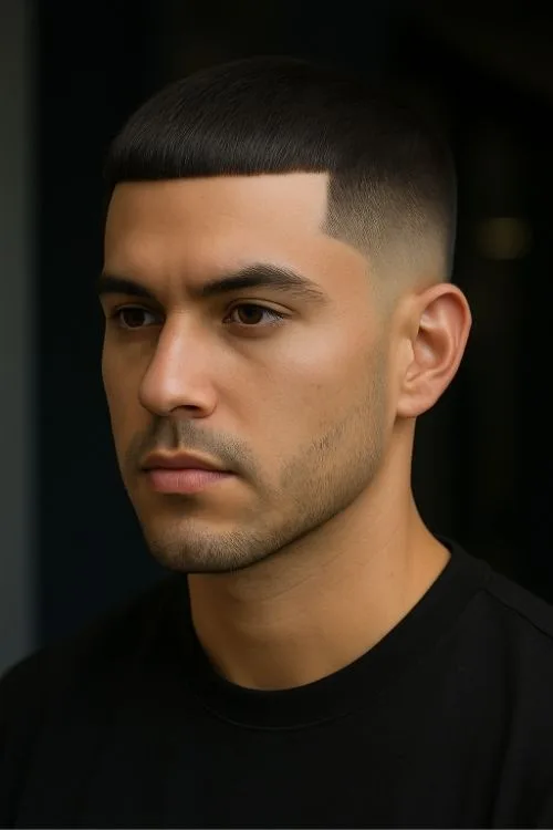 Caesar with Hard Part and Mid Fade