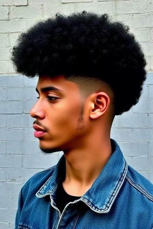 Classic Fluffy Afro with Low Taper Fade