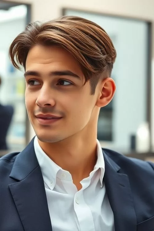 Classic Low Taper with Side Part for Straight Hair