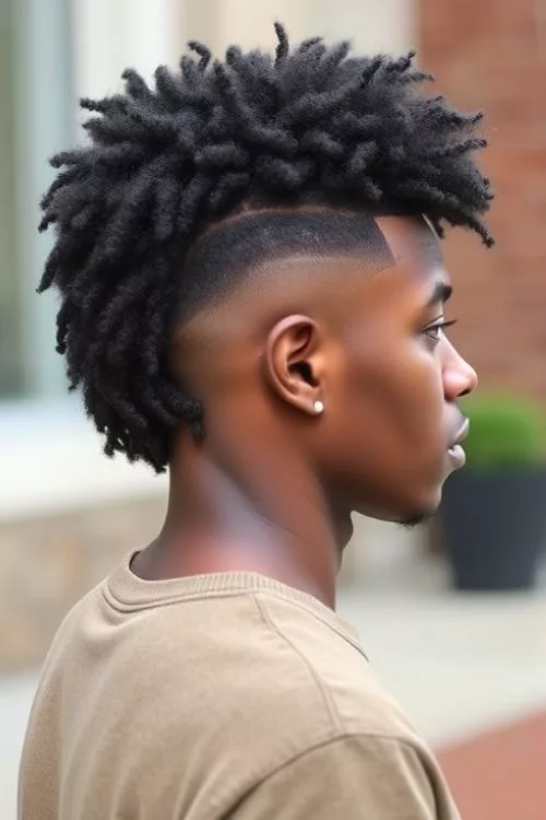 Curly Burst Fade Mullet for Men