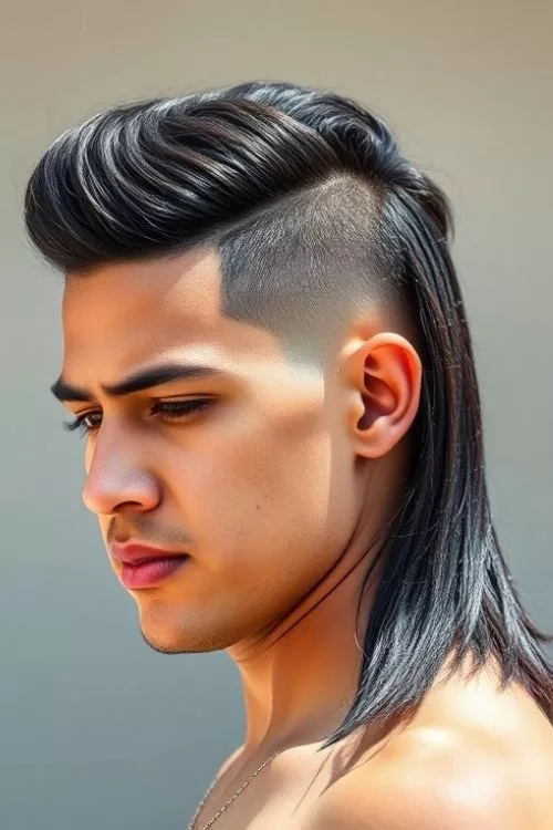 Disconnected Burst Fade Mullet for Men