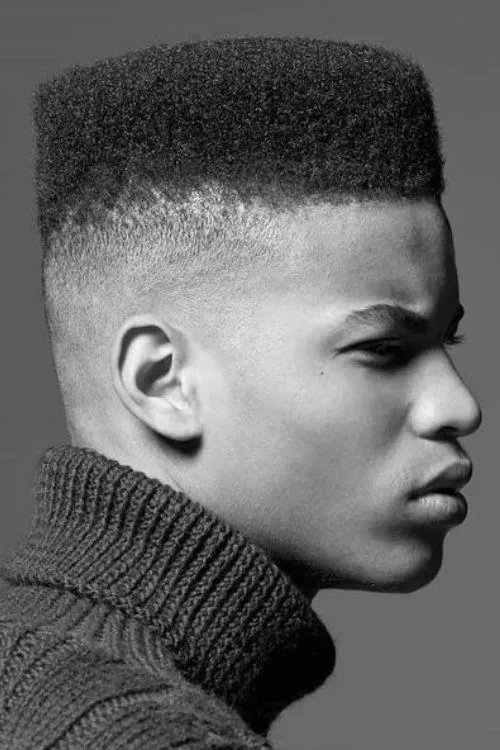 Flat Top with Burst Fade Haircut for Men