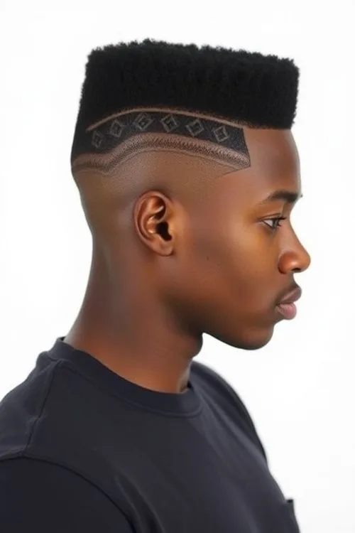 Flat Top with Detailed Hairline Art Haircut for Men