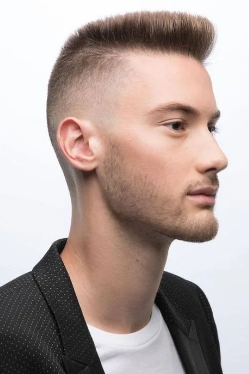 Flat Top with Faux Hawk Finish Haircut for Men